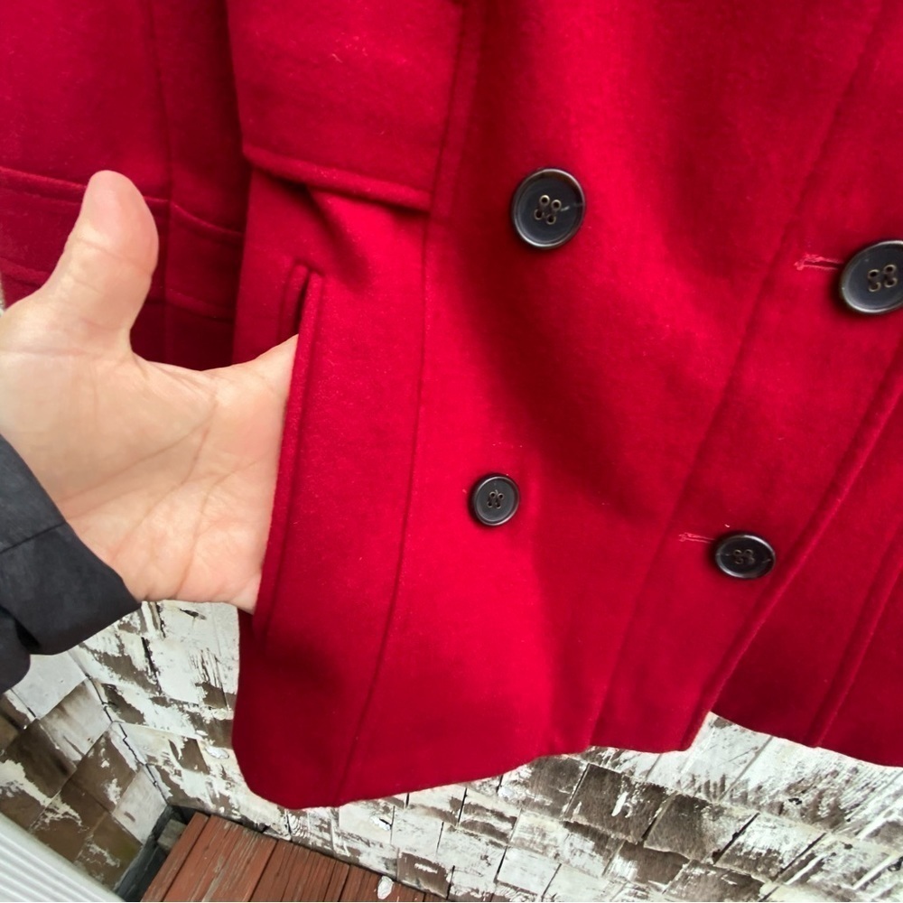 Moda Internacional Red Wool Blend Pea Coat - Picture 4 of 6